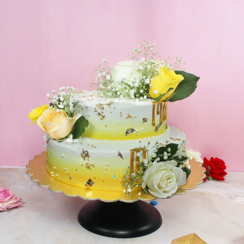 Yellow-Double-Tier-Cake