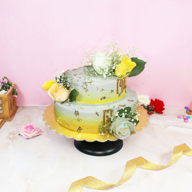 Yellow Double Tier Cake