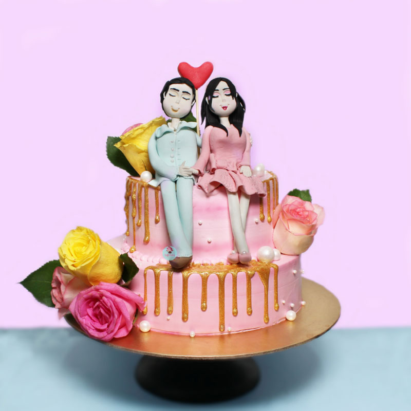 Double-Tier-Couple-Theme-Cake