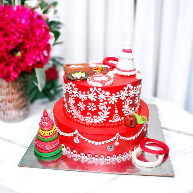 Red-Bengali-Wedding-Theme-Cake